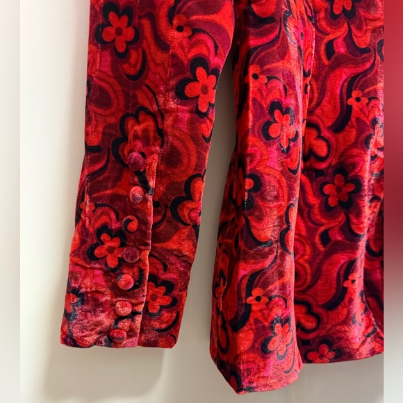 For Love and Lemons Penny Red Floral Velvet Blazer - Picture 8 of 9